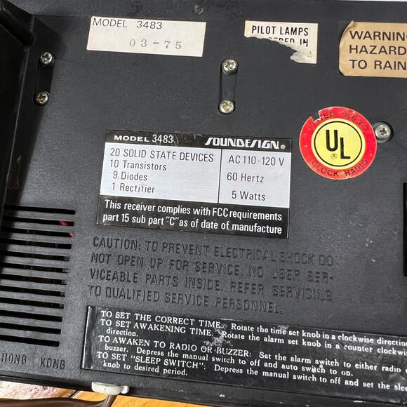 Vintage SounDesign 3483 Flip Clock AM FM Radio CLOCK NOT WORKING RADIO WORK 1970 - Picture 3 of 15